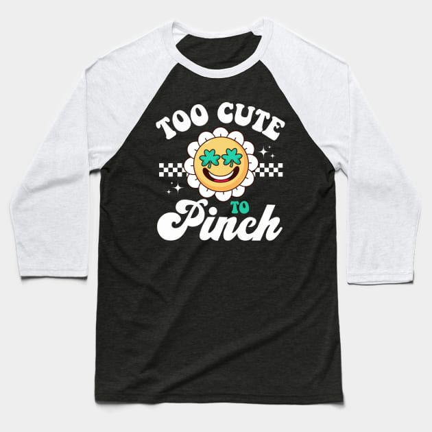 Too Cute To Pinch St Patrick Day Retro Clover Shamrock Boy Baseball T-Shirt by deafcrafts